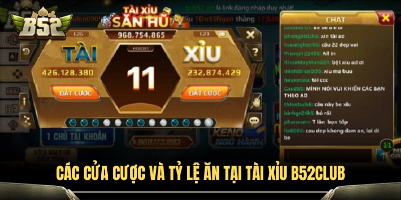 Bảng tỷ lệ trả thưởng tài xỉu B52Club mới nhất 